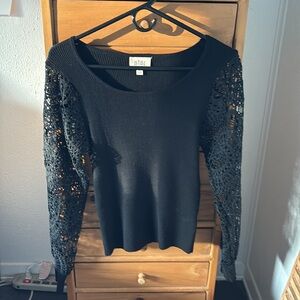 NWOT BiBi top with lace long sleeves